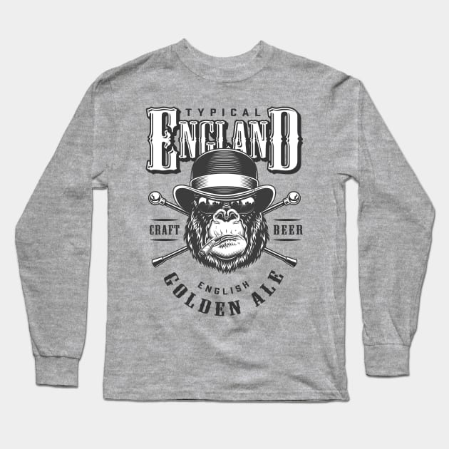 Vintage Gorilla head in monochrome style Long Sleeve T-Shirt by Genie Store